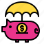 finance, piggy, umbrella 