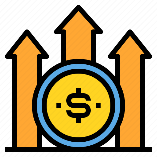Coins, stats, arrows, money, profits icon - Download on Iconfinder