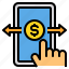 mobile, arrows, banking, money, online, transfer 