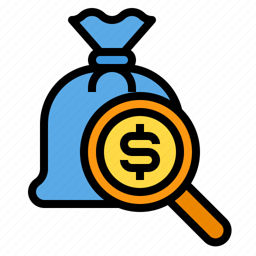 Glass, bag, money, finance, magnifying, search icon - Download on Iconfinder