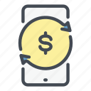 mobile, phone, smartphone, dollar, money, transfer, change