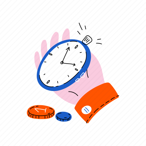 Time, work, money, coin, finance, currency, cash illustration - Download on Iconfinder