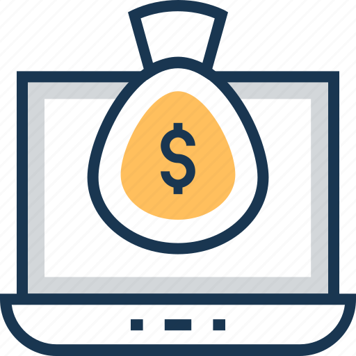 Currency, dollar sack, money sack, monitor, online banking icon - Download on Iconfinder