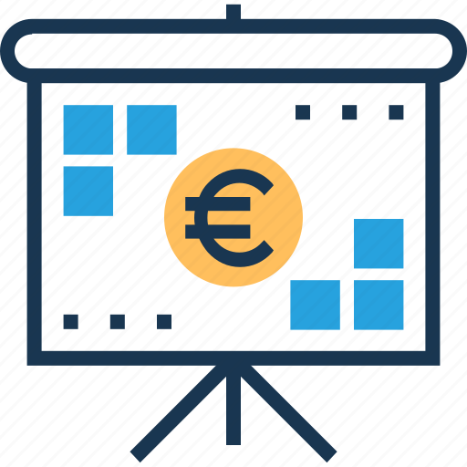 Business presentation, currency, euro, fundraising, presentation icon - Download on Iconfinder