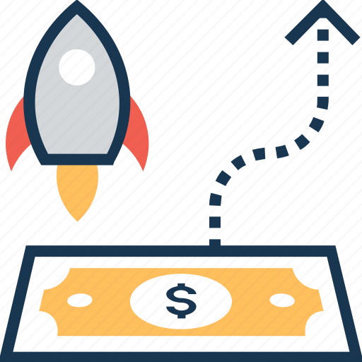 Business growth, finance, launch, missile, paper money icon - Download on Iconfinder