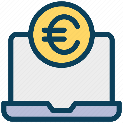 Finance, currency, money, euro, laptop, online banking icon - Download on Iconfinder