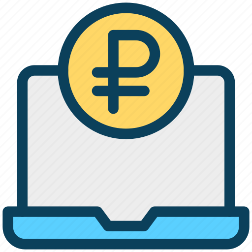 Finance, currency, money, ruble, laptop, online banking icon - Download on Iconfinder