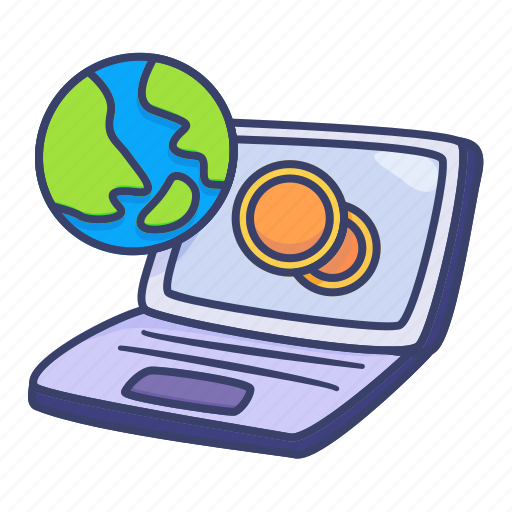 Laptop, marketing, finance, economy, business, coin icon - Download on Iconfinder