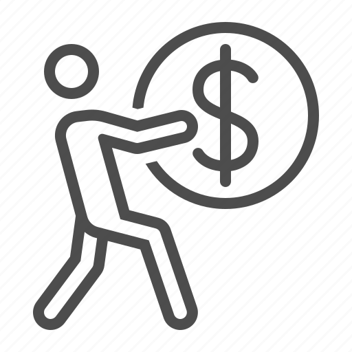 Carrying, coin, debt, man, money, salary, wealth icon - Download on Iconfinder