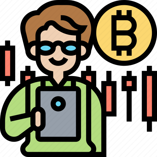 Trader, bitcoin, cryptocurrency, investment, businessman icon - Download on Iconfinder