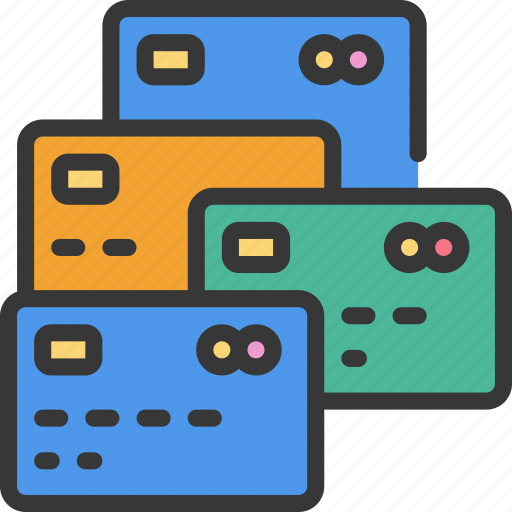 Multiple, active, cards, fintech, credit, debit, card icon - Download on Iconfinder