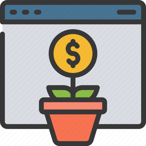 Online, financial, growth, fintech, plant, organic icon - Download on Iconfinder