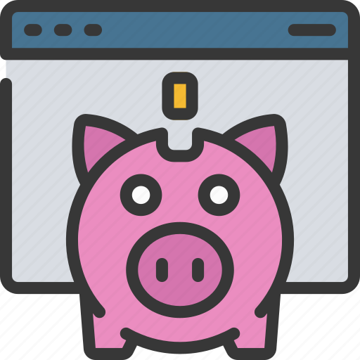 Online, savings, fintech, browser, window, website, piggy icon - Download on Iconfinder