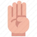 finger, count, hand, gesture, palm, four