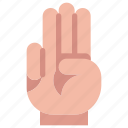 finger, count, hand, gesture, palm, three 