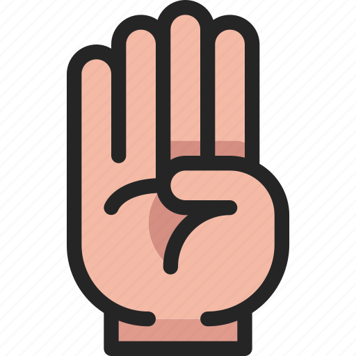 Finger, count, hand, gesture, palm, four icon - Download on Iconfinder