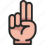 finger, count, hand, gesture, palm, two 