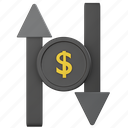 updown, dollar, currency, business, finance, down, arrows, up 