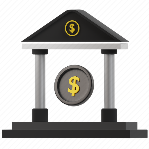 Bank, banking, finance, dollar, building, money, construction 3D illustration - Download on Iconfinder
