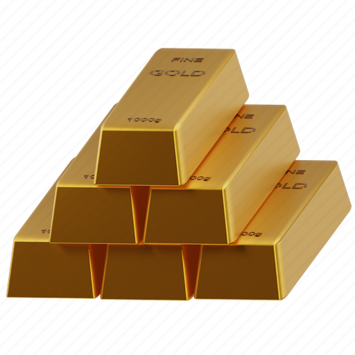 Bar, gold, currency, business, award, money, medal 3D illustration - Download on Iconfinder
