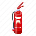 cartoon, extinguisher, fire, hand, isometric, logo, safety