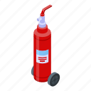 cartoon, extinguisher, fire, isometric, logo, party, water