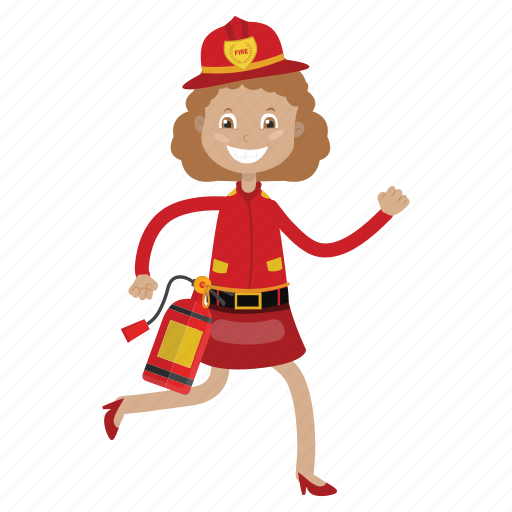 Extinguish fire, firefighter, girl icon - Download on Iconfinder