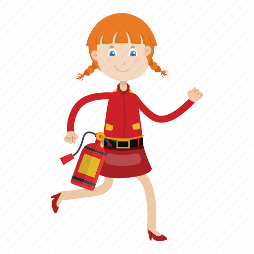 Firefighter, girl, rescue, running icon - Download on Iconfinder