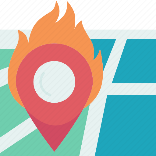 Fire, map, incident, location, direction icon - Download on Iconfinder