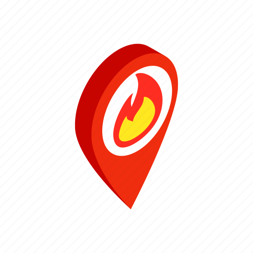 Direction, fire, gps, isometric, pin, pointer, position icon - Download on Iconfinder