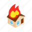 danger, disaster, fire, flame, house, insurance, isometric 