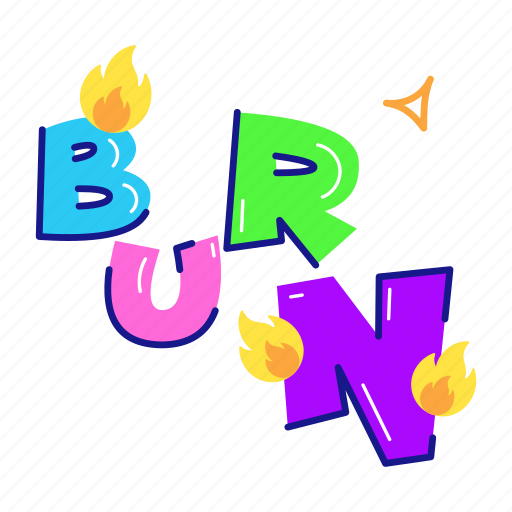 Burn word, burn letters, burn font, typographic letter, burn sticker - Download on Iconfinder