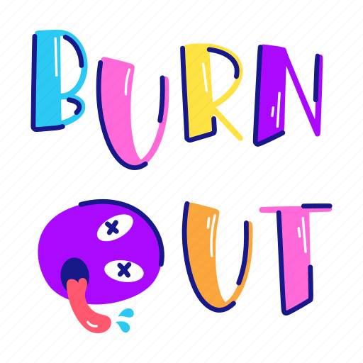 Burn out, dead emoji, typographic text, burnout font, alphabets sticker - Download on Iconfinder