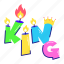 king word, king letters, king text, king font, typographic letter 