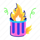 dumpster fire, trash fire, burning dustbin, bin fire, fire