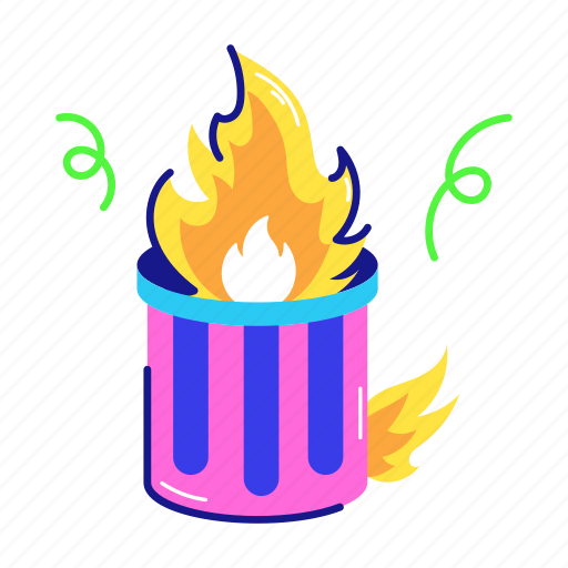 Dumpster fire, trash fire, burning dustbin, bin fire, fire sticker - Download on Iconfinder
