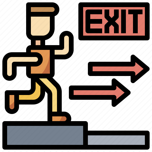 Door, emergency, exit, fire, flame, running, signaling icon - Download on Iconfinder