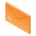 cartoon, email, envelope, isometric, letter, mail, postal