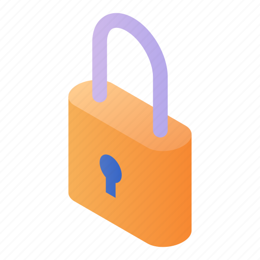 Cartoon, isometric, lock, padlock, password, privacy, protection icon - Download on Iconfinder