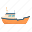 orange, fishing, yacht, transportation 