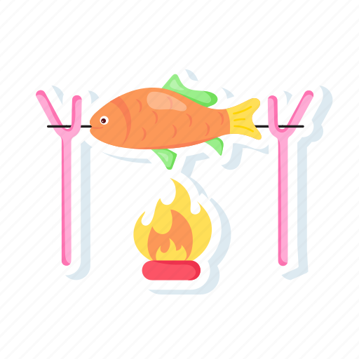 Roasting fish, outdoor cooking, cooking fish, fish barbecue, smoking fish icon - Download on Iconfinder