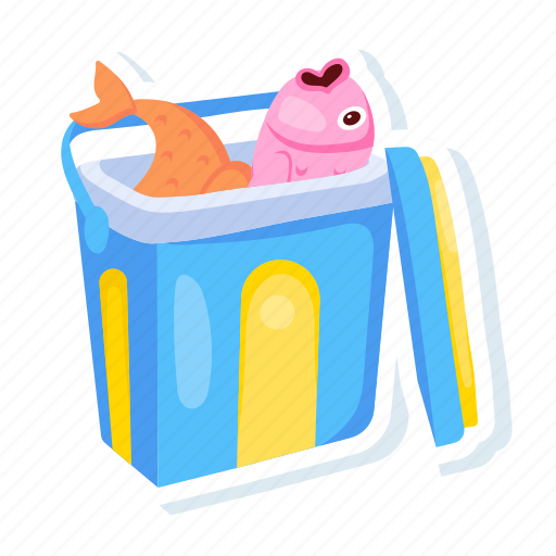 Fish bucket, fish basket, minnow bucket, bait bucket, bait container icon - Download on Iconfinder