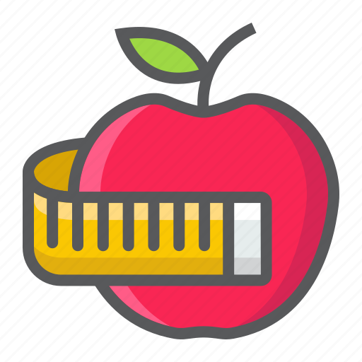 Apple, diet, fitness, health, measuring, sport, tape icon - Download on Iconfinder