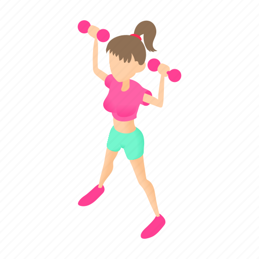 Cartoon, dumbbells, female, fitness, girl, sport, woman icon - Download on Iconfinder