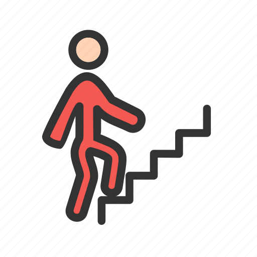 Climbing, people, school, stairs, up, walking, young icon - Download on Iconfinder