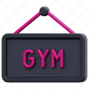 gym, gymnasium, lifestyle, sport, hanging, sign, training, 3d 