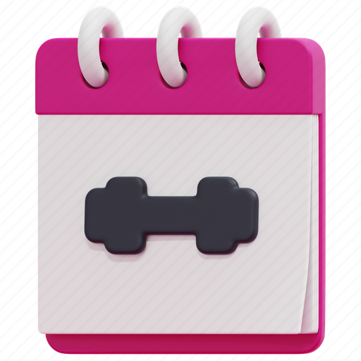 Calendar, schedule, dumbbell, fitness, challenge, workout, healthy 3D illustration - Download on Iconfinder