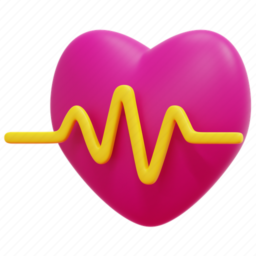 Heartbeat, heart, rate, alive, pulse, healthcare, medical 3D illustration - Download on Iconfinder