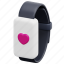 fitness, watch, tracker, smartwatch, wristwatch, heart, 3d