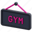 gym, gymnasium, lifestyle, sport, training, hanging, sign, 3d 